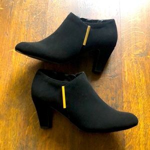 Easy Street Zandra Black Lamy Heeled Dress Ankle Boots